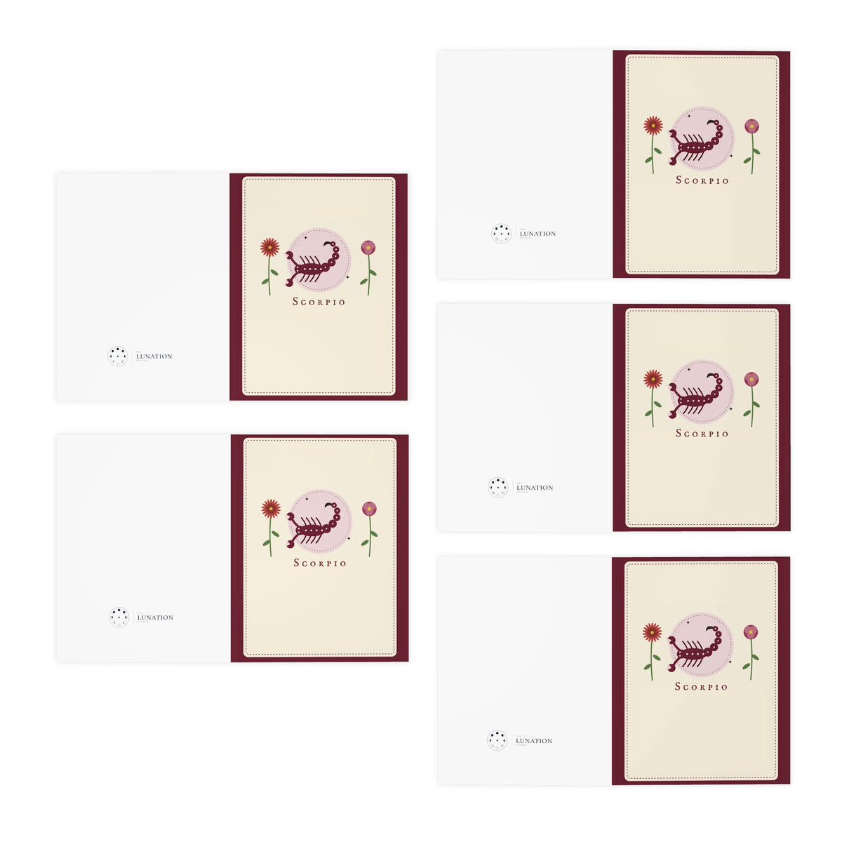 Scorpio Zodiac Greeting Cards - 5-Pack Blank Cards