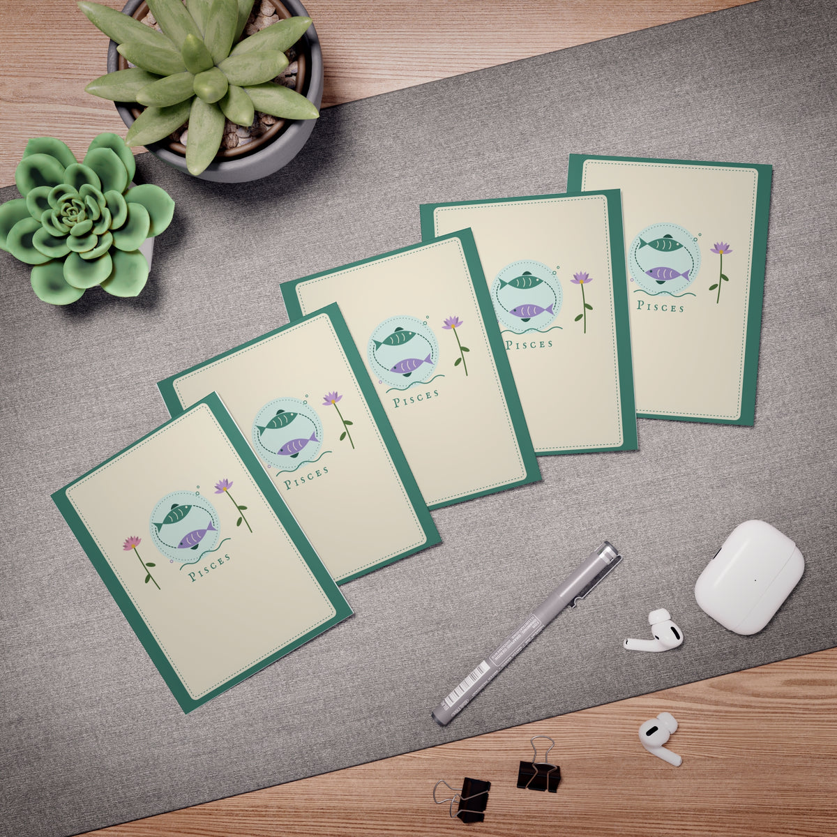 Pisces Greeting Cards 5-Pack - Blank