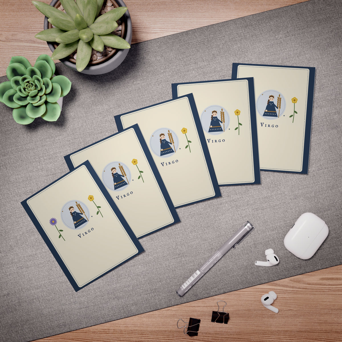Virgo Zodiac Greeting Cards — 5-Pack Blank Cards