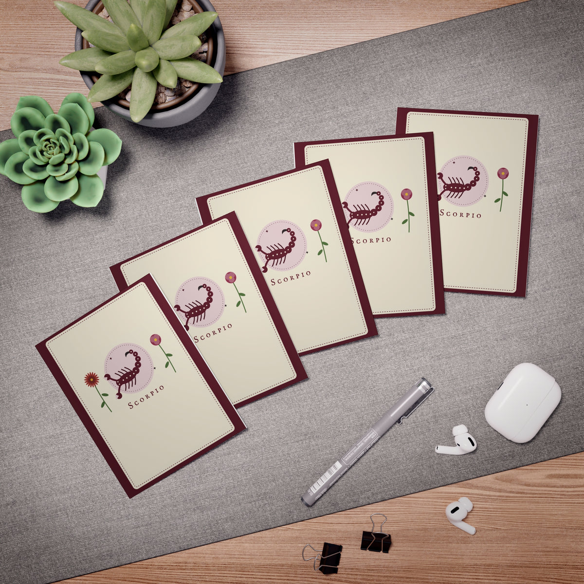 Scorpio Zodiac Greeting Cards - 5-Pack Blank Cards