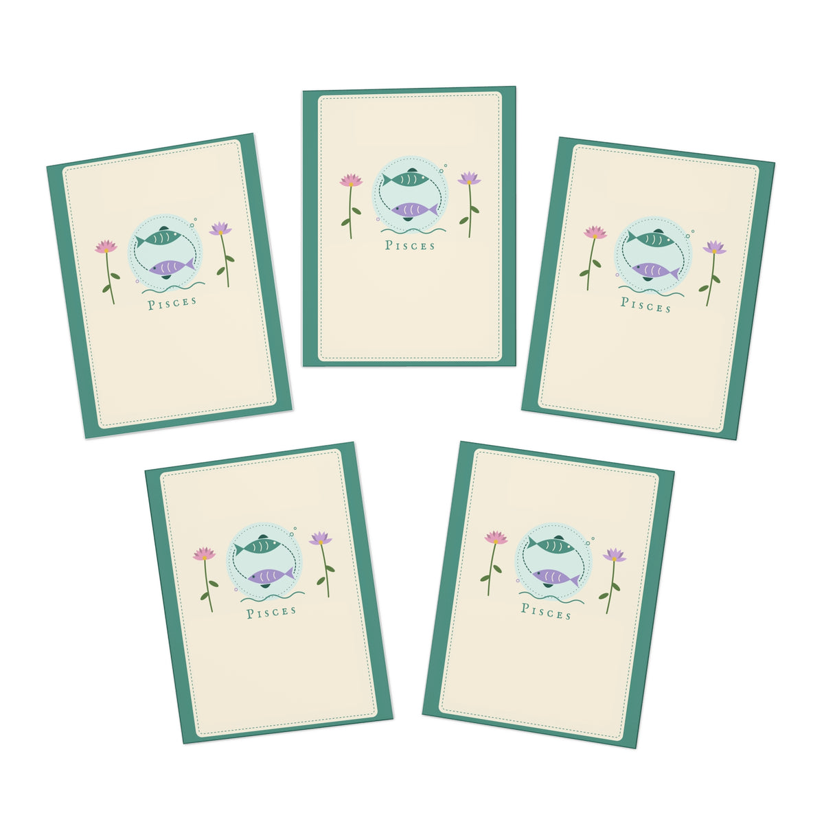 Pisces Greeting Cards 5-Pack - Blank
