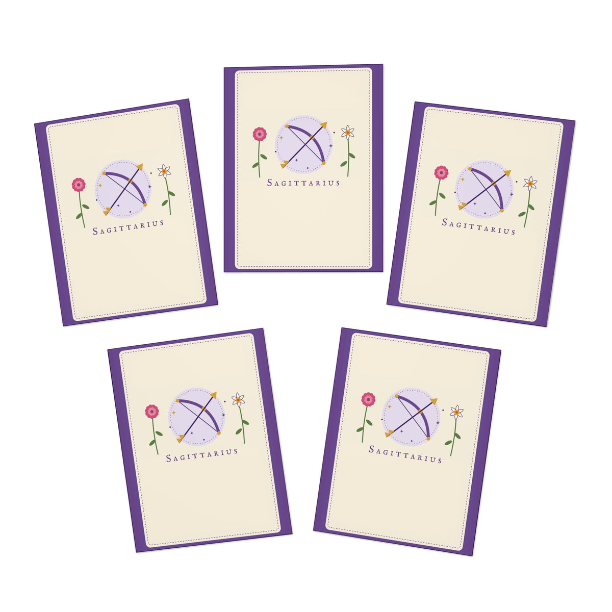 Sagittarius Greeting Card Set — 5-Pack Blank Cards
