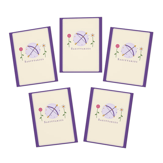Sagittarius Greeting Card Set — 5-Pack Blank Cards