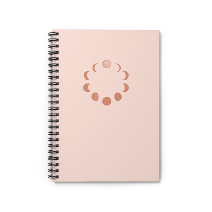 Moon Phase Spiral Notebook — Pink Ruled Journal for Astrology, Journaling & Daily Notes