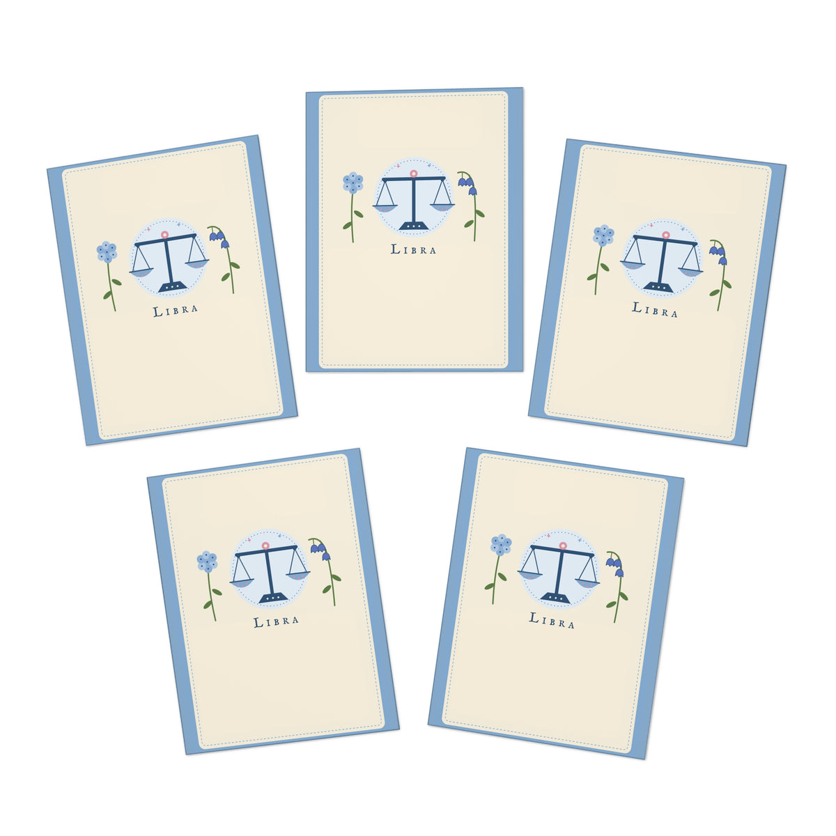 Libra Zodiac Greeting Cards — Pack of 5 Blank Cards