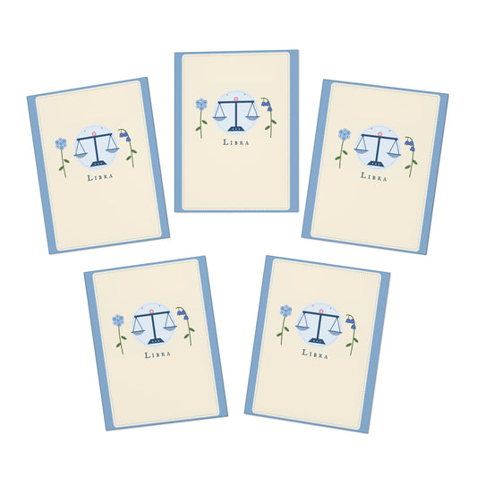 Libra Zodiac Greeting Cards — Pack of 5 Blank Cards