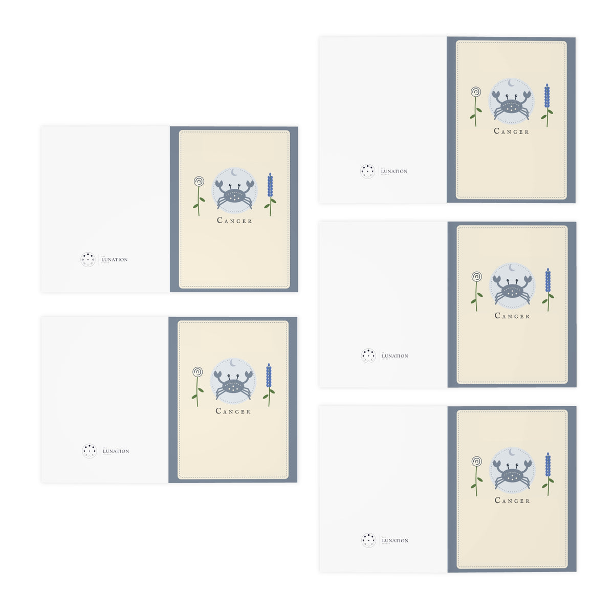 Cancer Zodiac Greeting Cards (5-Pack) — Blank Cards