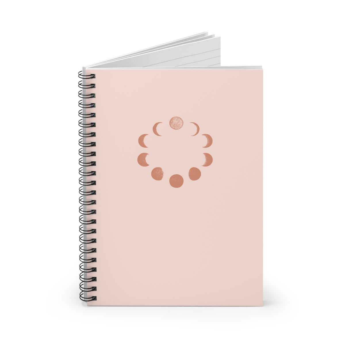 Moon Phase Spiral Notebook — Pink Ruled Journal for Astrology, Journaling & Daily Notes