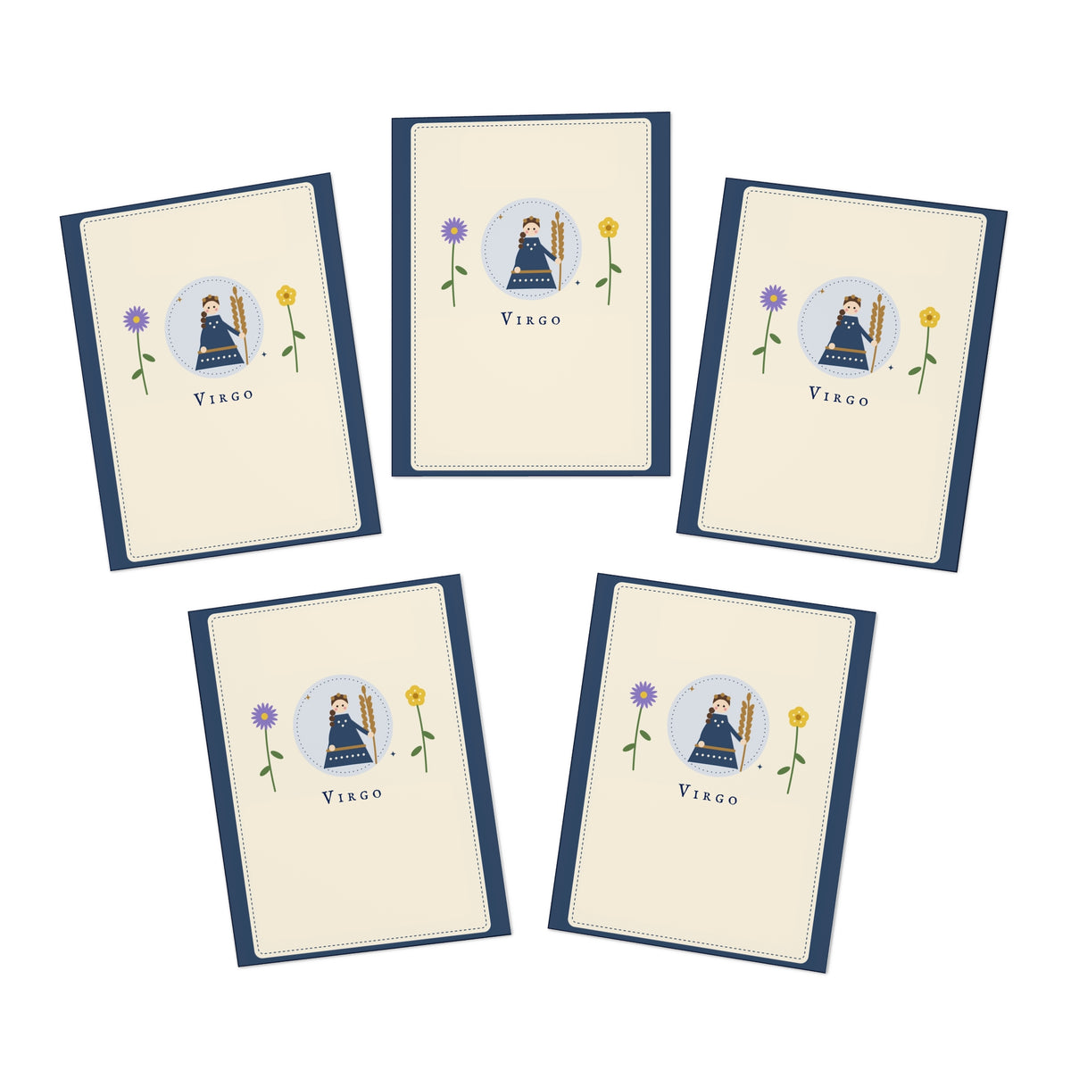 Virgo Zodiac Greeting Cards — 5-Pack Blank Cards