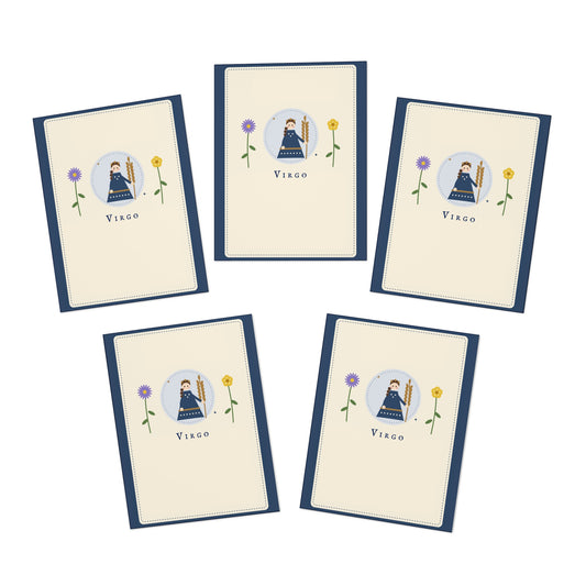 Virgo Zodiac Greeting Cards — 5-Pack Blank Cards