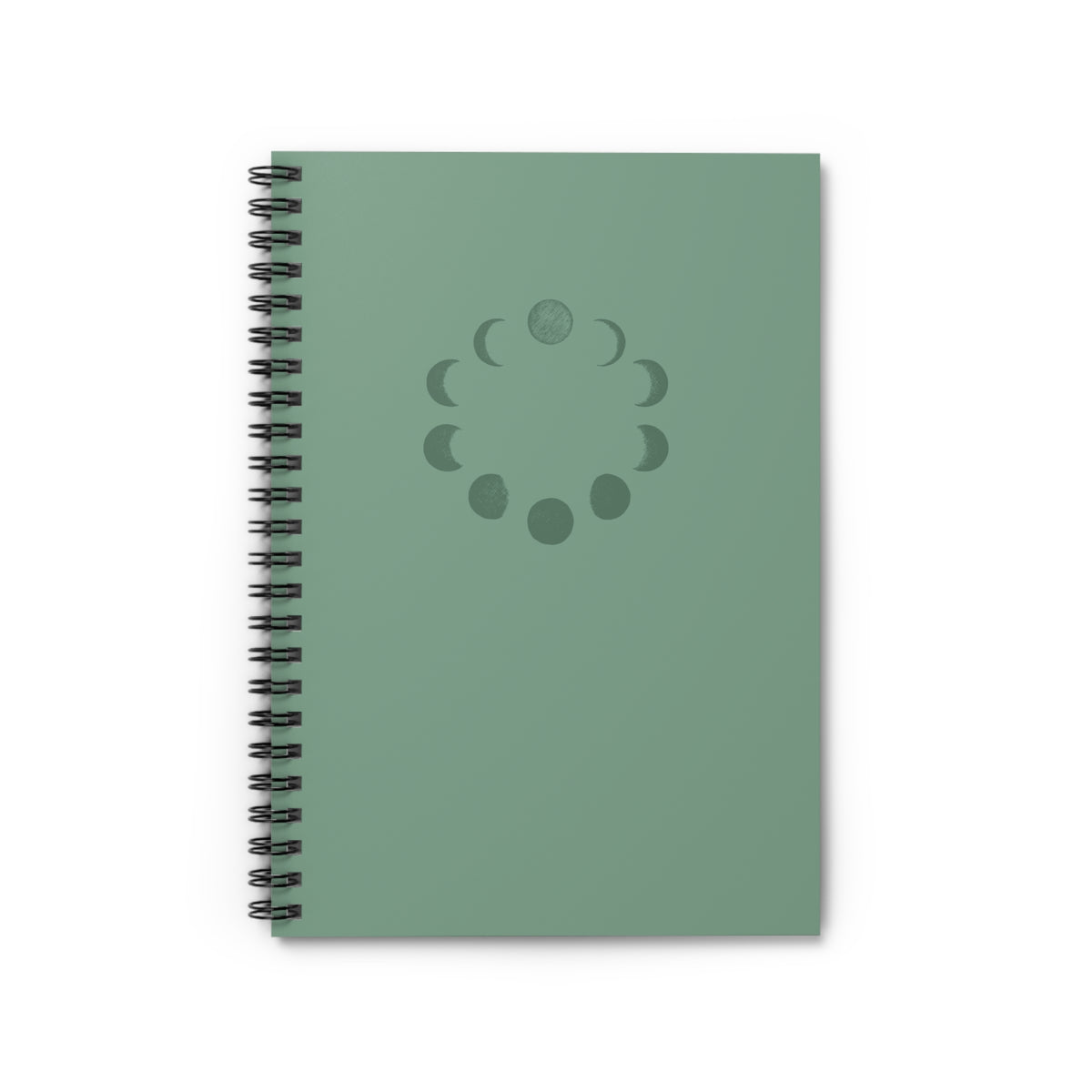 Moon Phases Spiral Notebook — Green Ruled Journal for Astrology & Lunar Planning