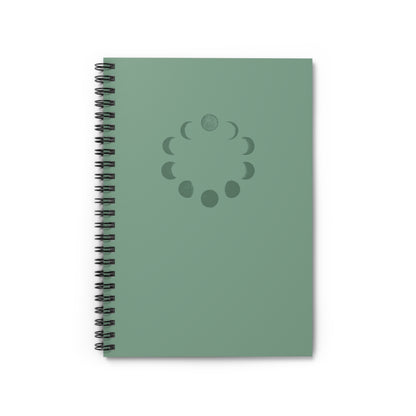 Moon Phases Spiral Notebook — Green Ruled Journal for Astrology & Lunar Planning
