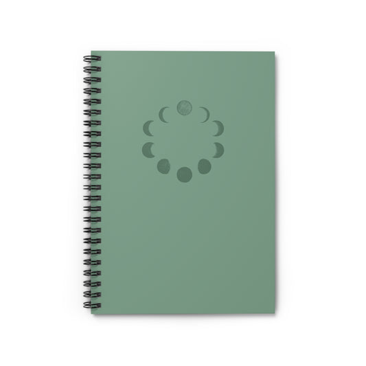 Moon Phases Spiral Notebook — Green Ruled Journal for Astrology & Lunar Planning