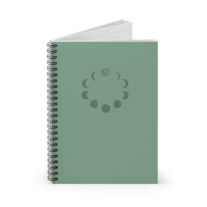 Moon Phases Spiral Notebook — Green Ruled Journal for Astrology & Lunar Planning