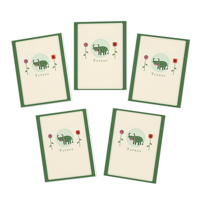 Taurus Greeting Card Set — 5-Pack Zodiac Note Cards
