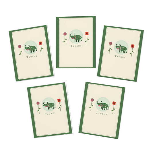 Taurus Greeting Card Set — 5-Pack Zodiac Note Cards