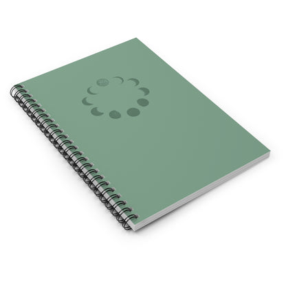 Moon Phases Spiral Notebook — Green Ruled Journal for Astrology & Lunar Planning