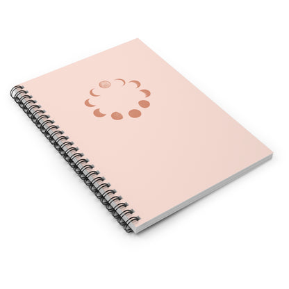 Moon Phase Spiral Notebook — Pink Ruled Journal for Astrology, Journaling & Daily Notes