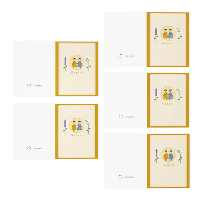 Gemini Zodiac Greeting Cards — 5-Pack Blank Note Cards