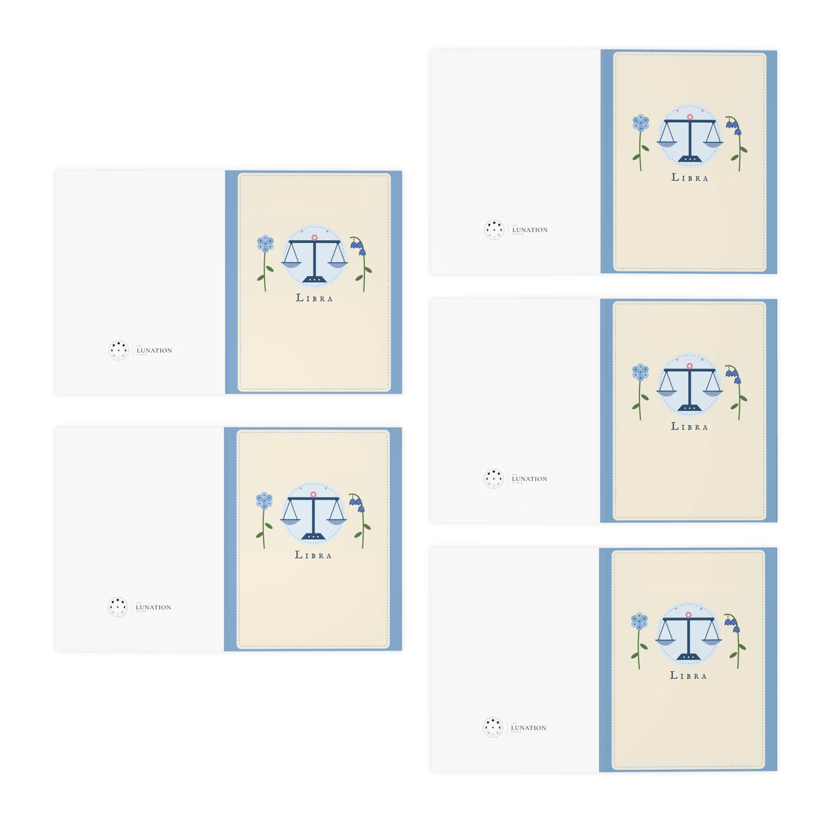 Libra Zodiac Greeting Cards — Pack of 5 Blank Cards