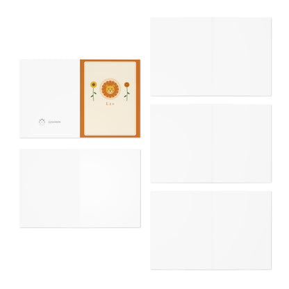 Leo Lion Floral Greeting Cards — 5-Pack Blank Cards
