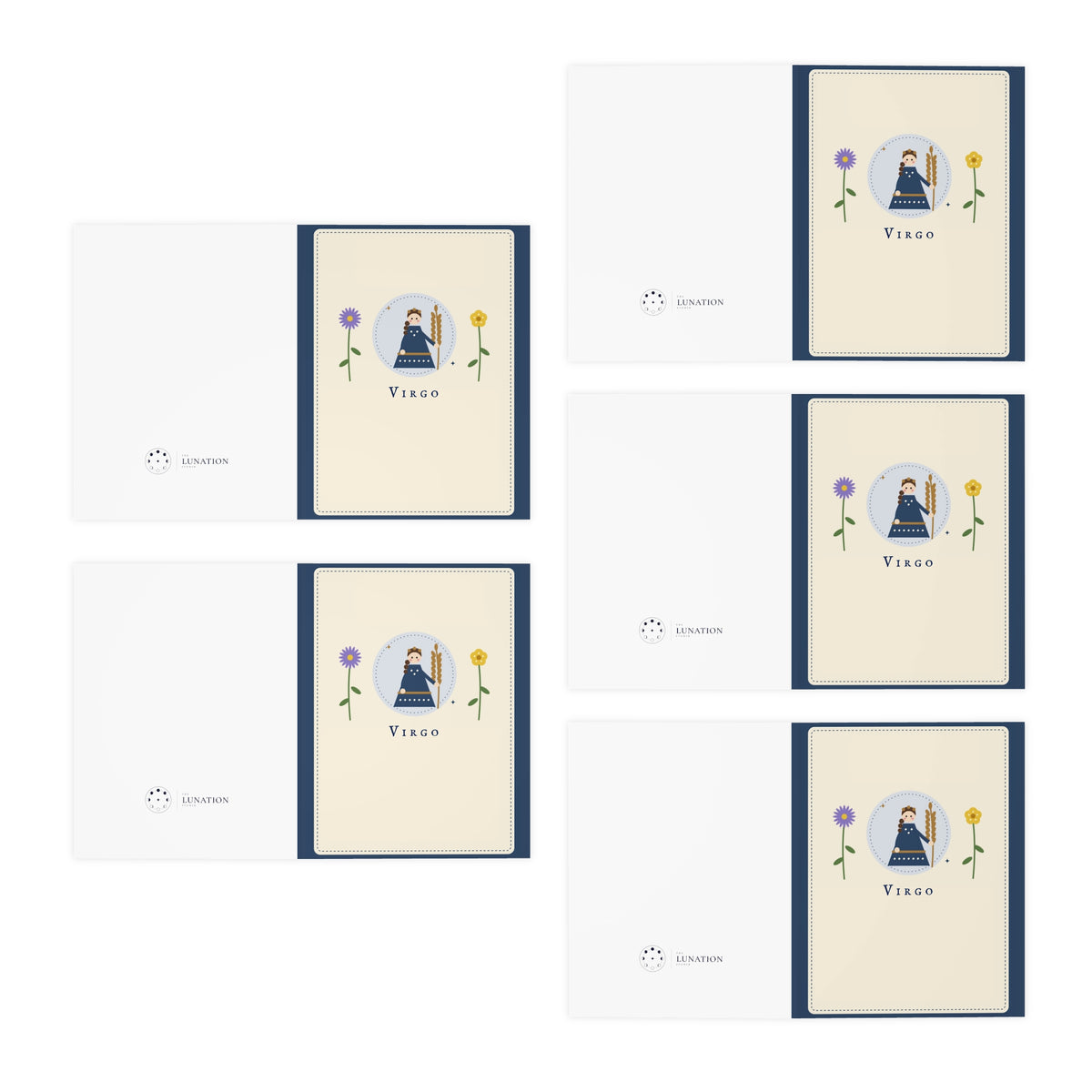 Virgo Zodiac Greeting Cards — 5-Pack Blank Cards